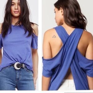 Free People Taurus Purple Cold Shoulder Top
